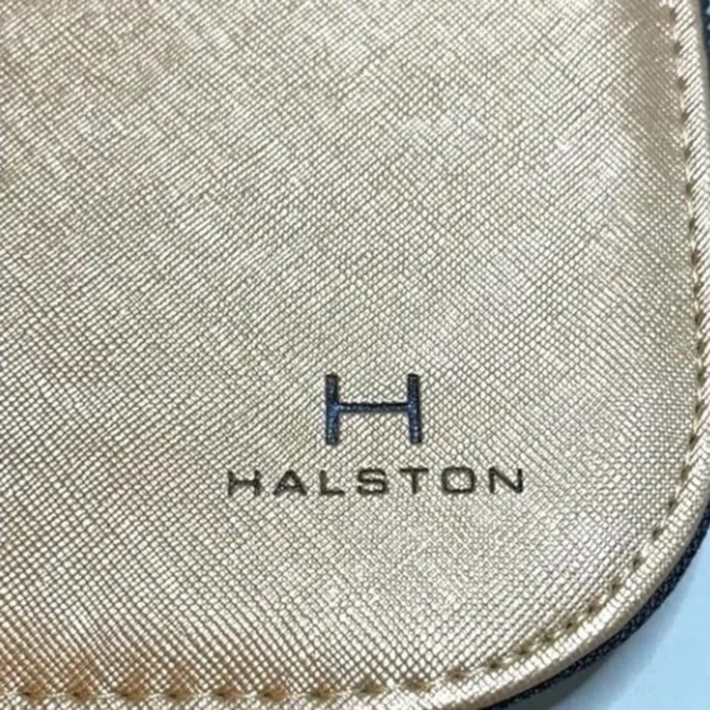 Halston Leather Jewelry Travel Case Zippered Organizer Gold